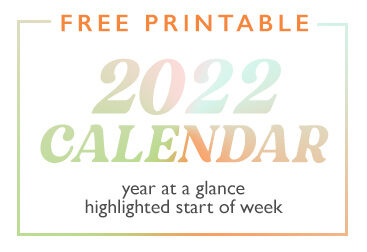 Mini Calendar printable year at a glance